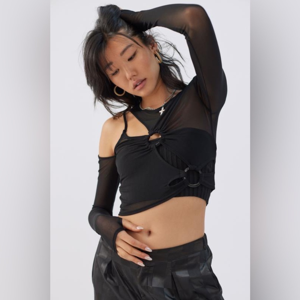 NWT Urban Outfitters Sheer Keyhole Top - Size Small